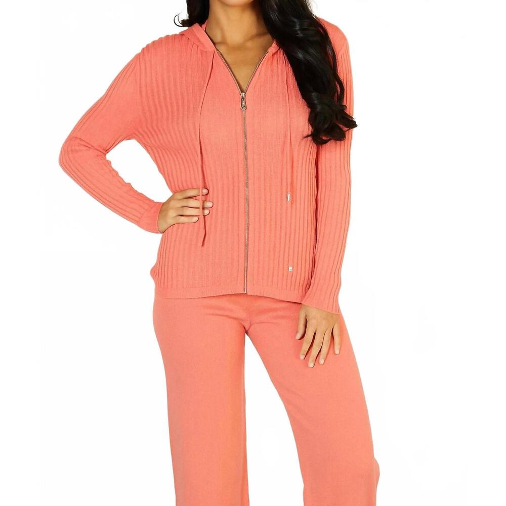 NEW ANGEL APPAREL braided zip cardigan in coral